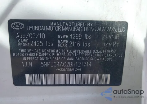 2011 Hyundai Sonata Limited from USA, damaged, VIN 5NPEC4AC2BH121714